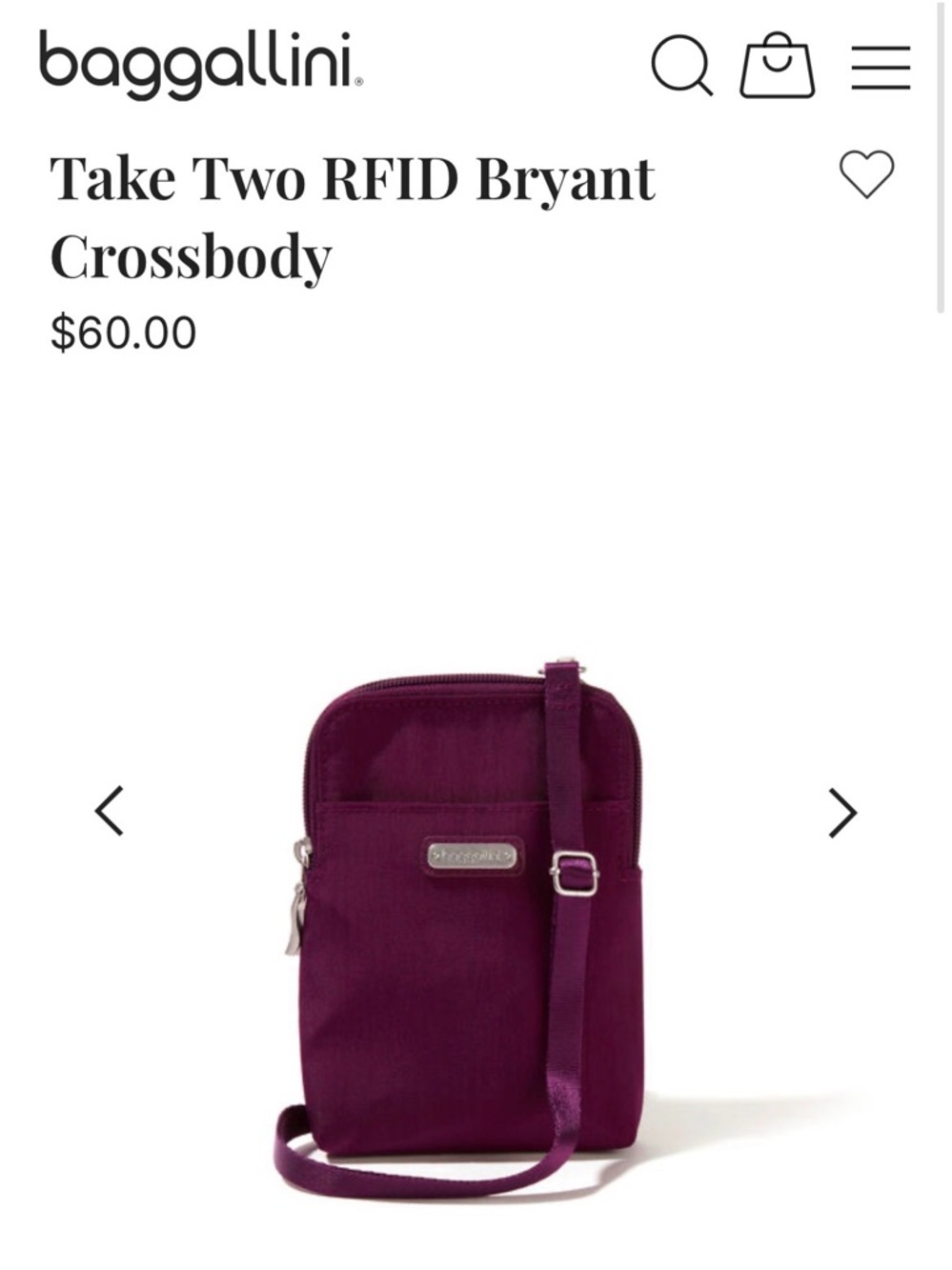 Baggallini Deep Plum Compact Crossbody